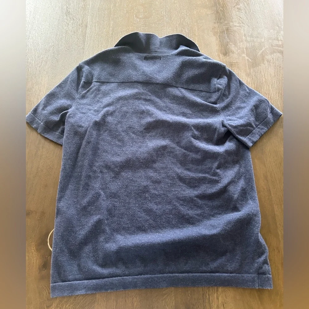 Banana republic blue sweater material polo cotton nylon silk